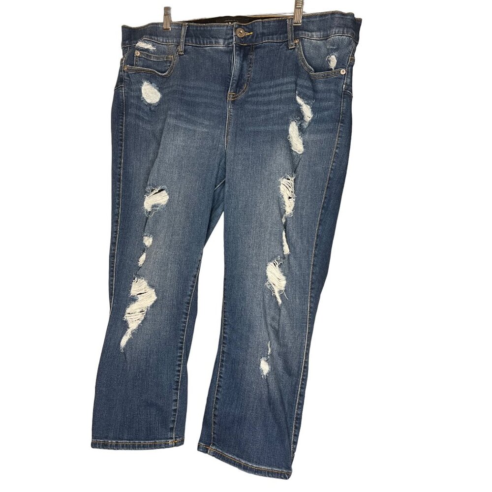 Torrid premium designed in LA distressed, bombshell bootcut women’s size 22 blue